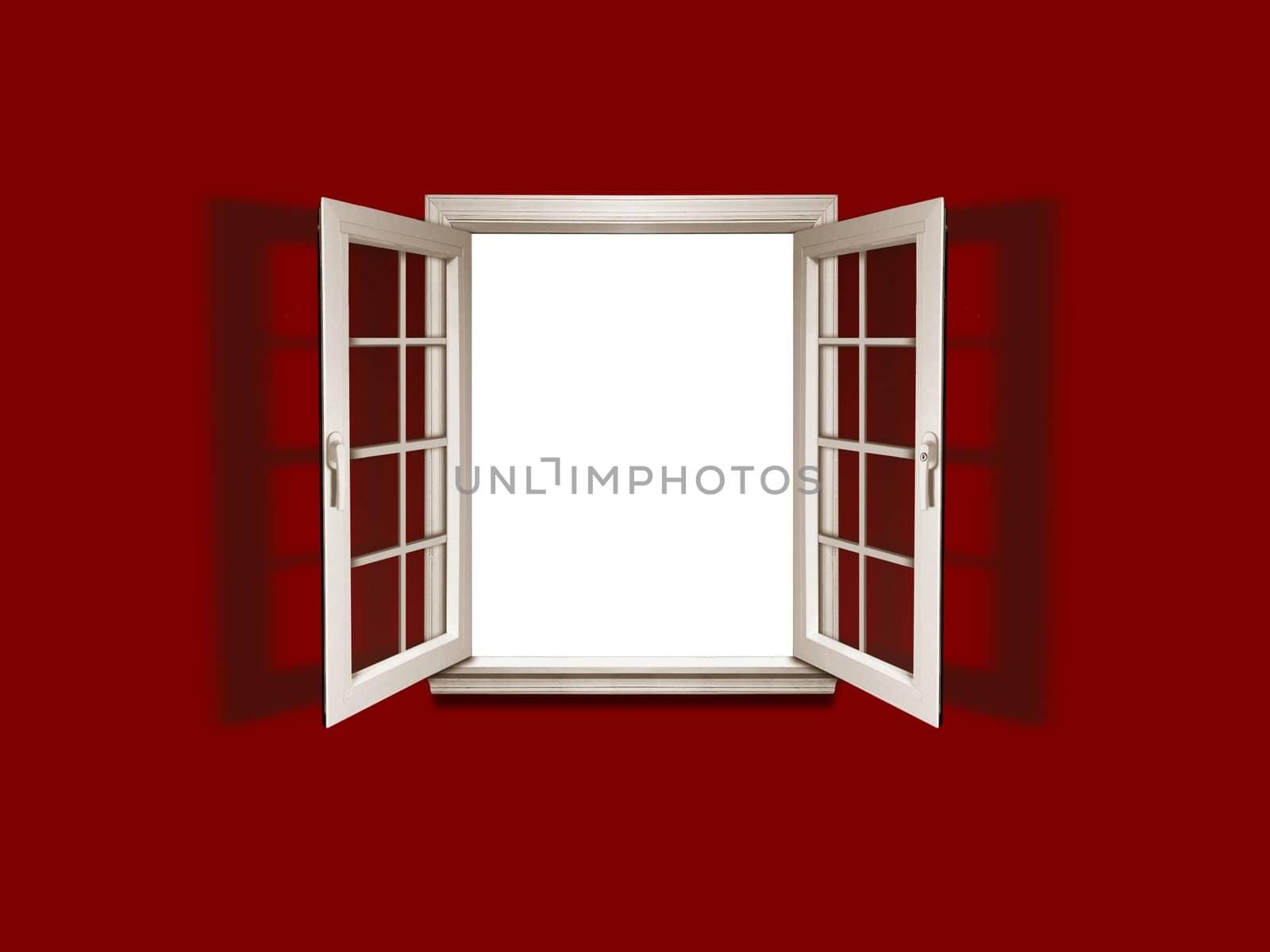 Open window on red wall