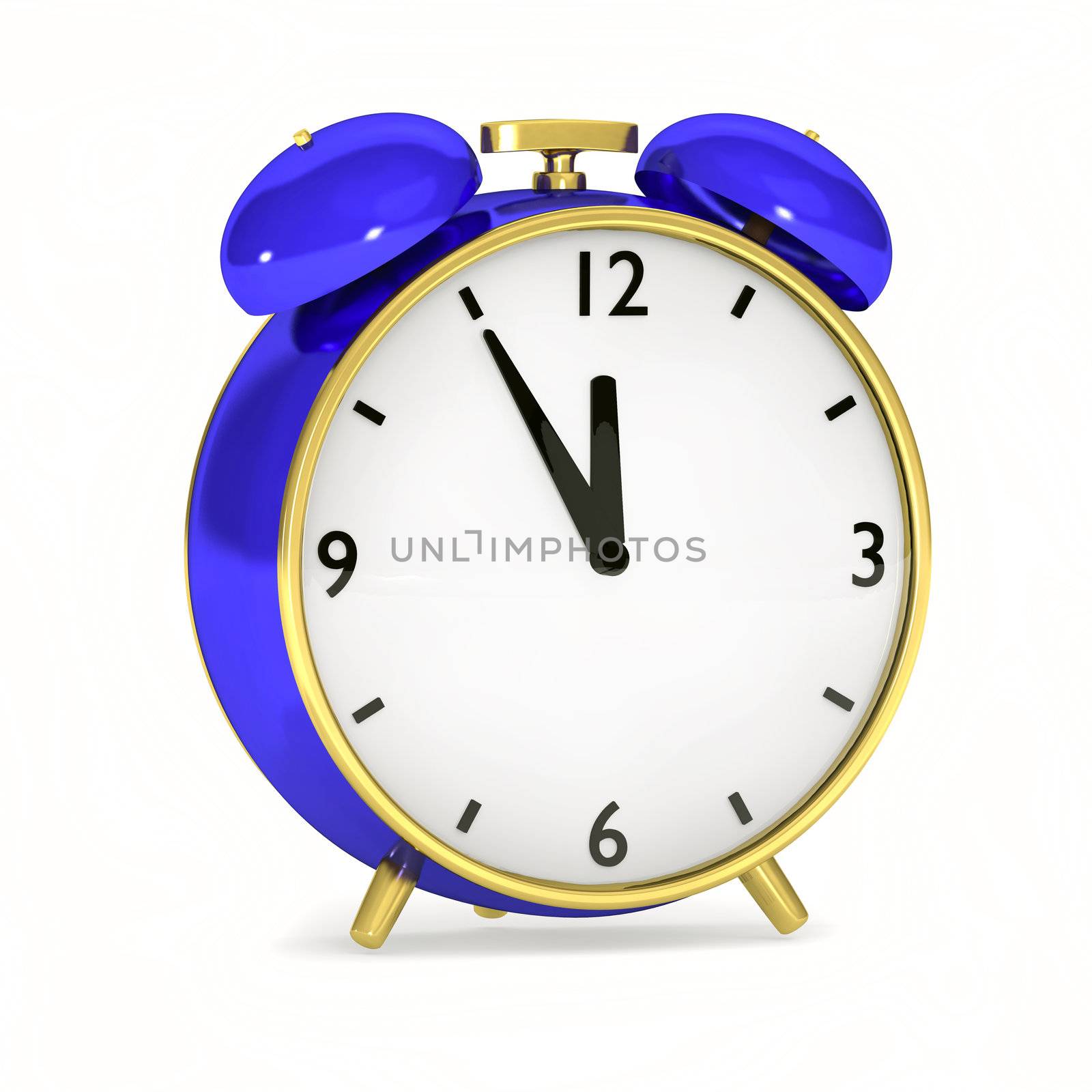 blue alarm clock isolated on white background