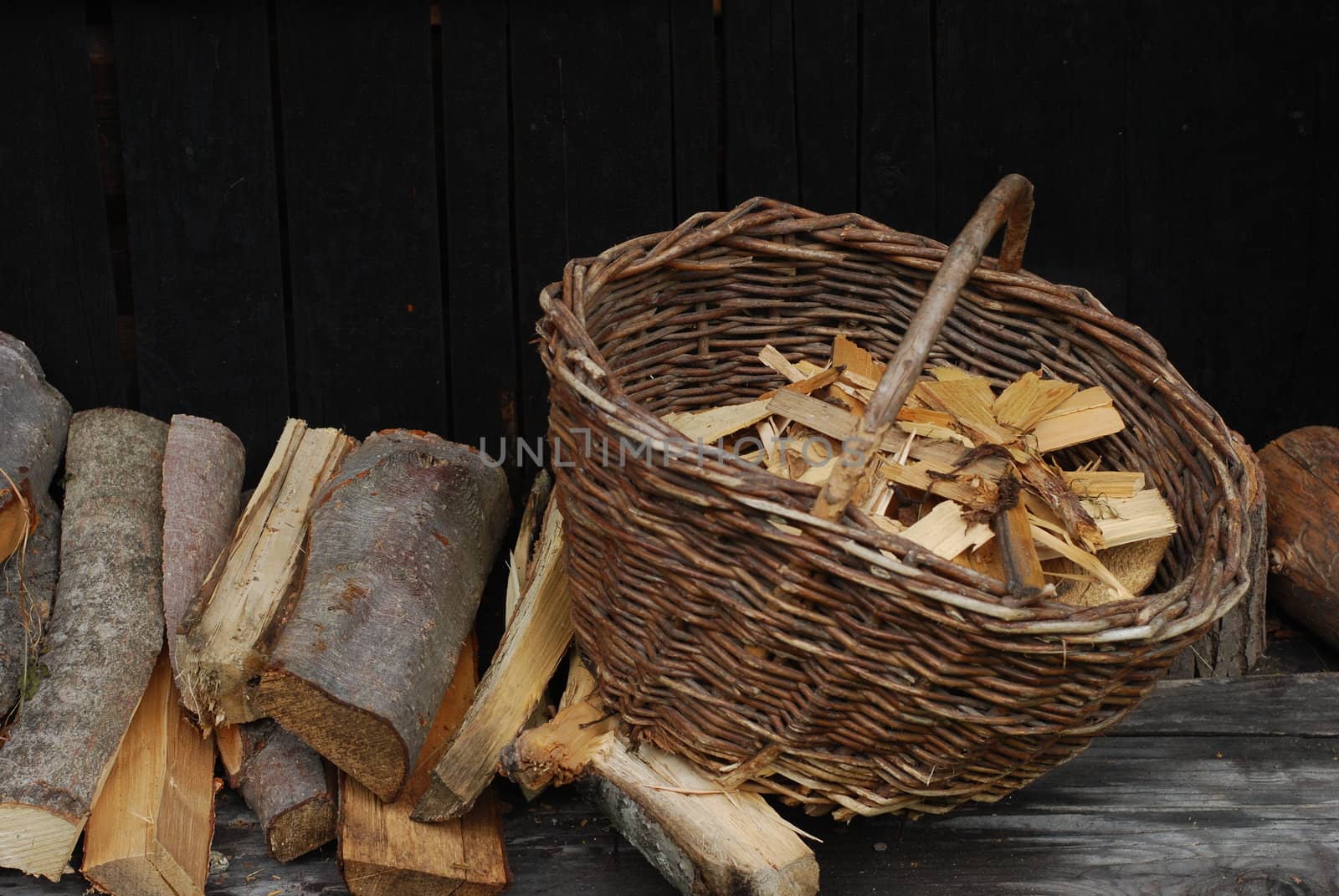 wood in the basket
