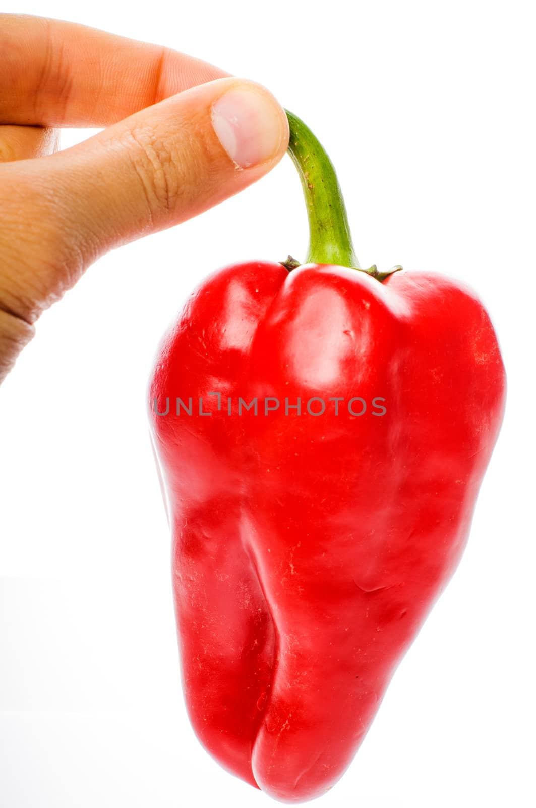 Hand with big red pepper by nvelichko