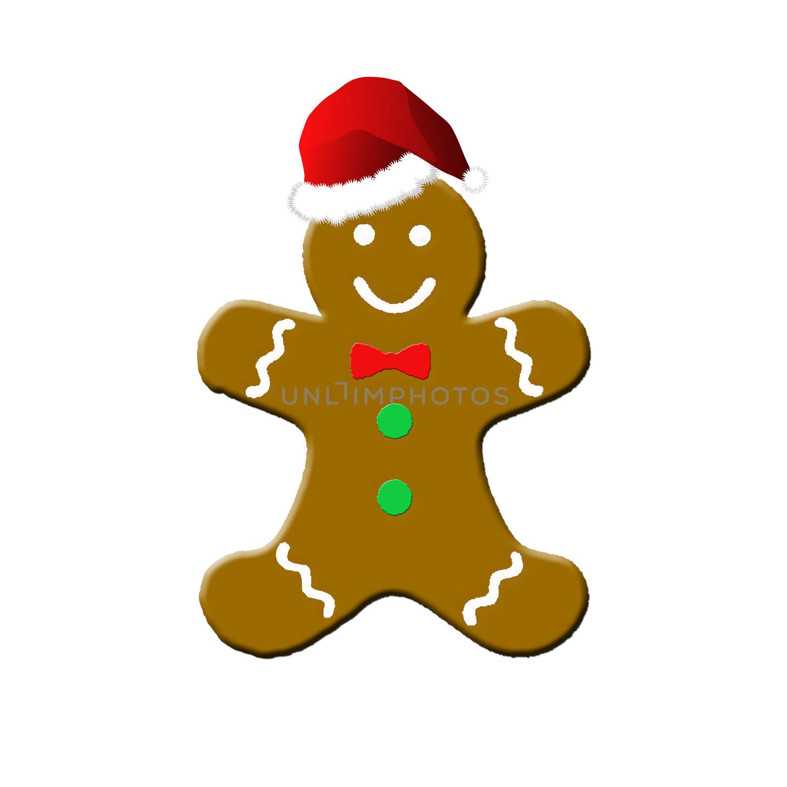 gingerbread man with santa hat by nadil