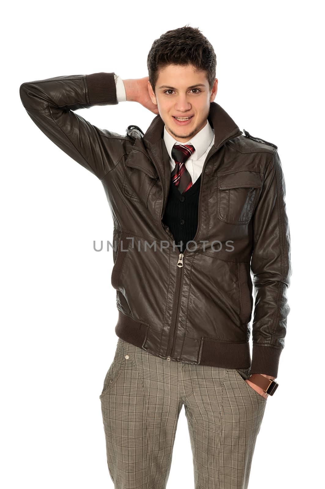 good looking business man standing in the jacket