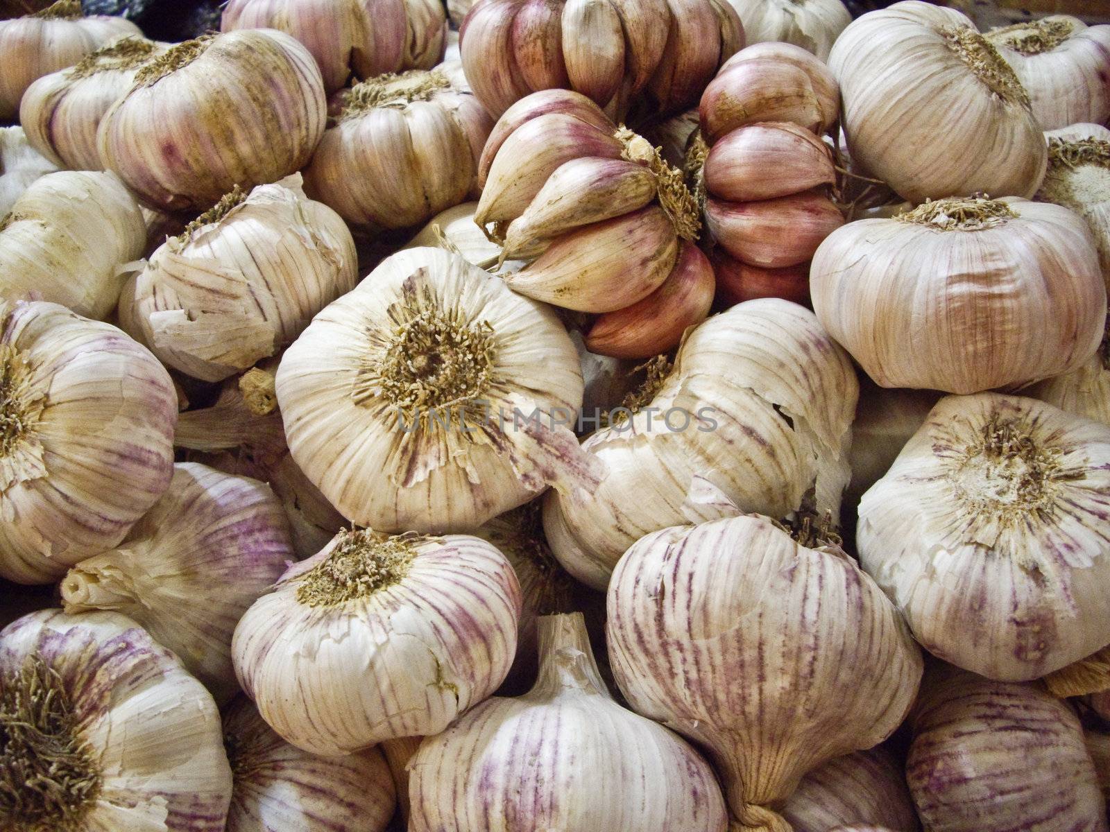 Garlic on display at Mexican market