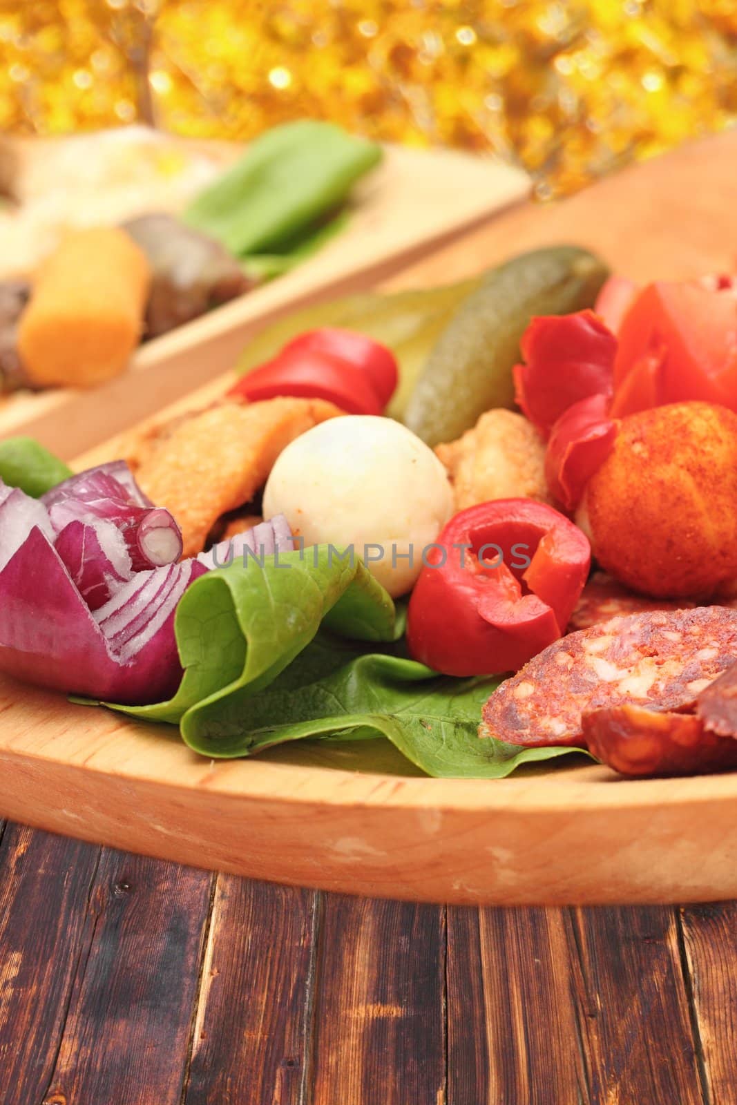 romanian traditional appetizer on a wooden plate