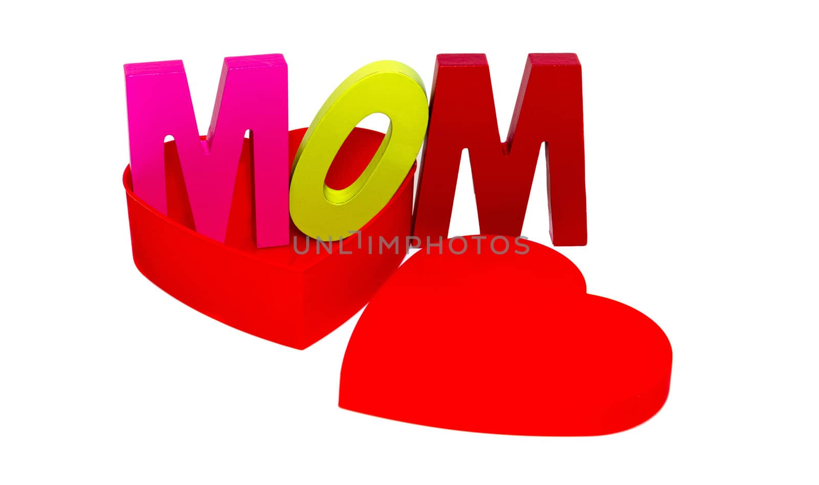 red heart with mom text