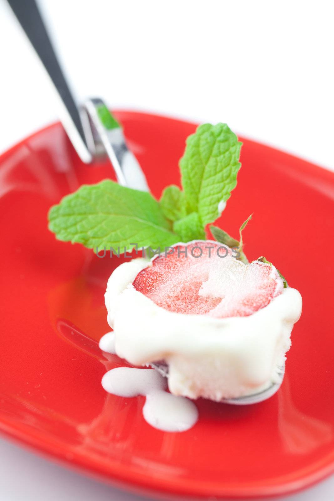 ice cream with mint and strawberry by jannyjus