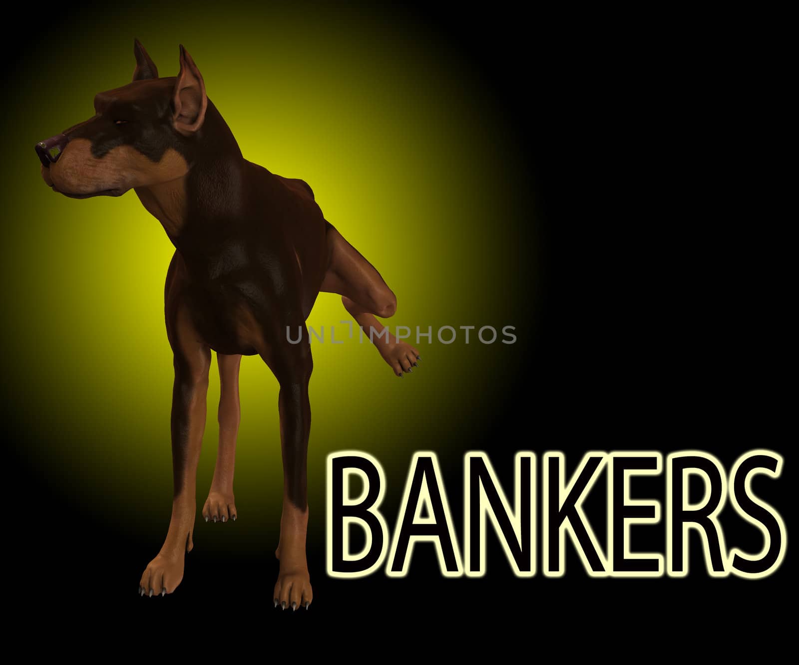Dog that is showing its utter contempt for bankers.