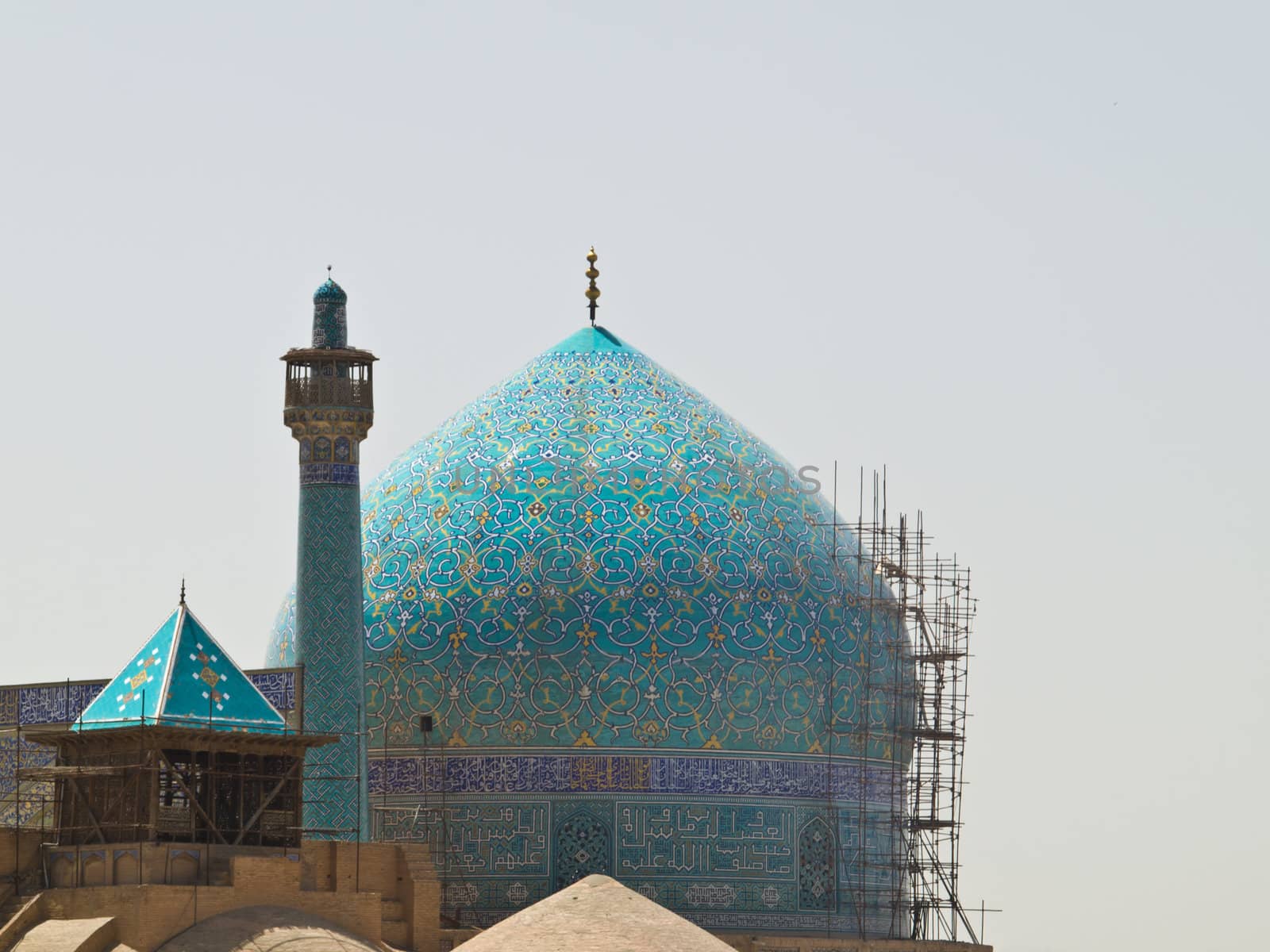 Dome and minaret of Imam Mosque in Isfahan, Iran