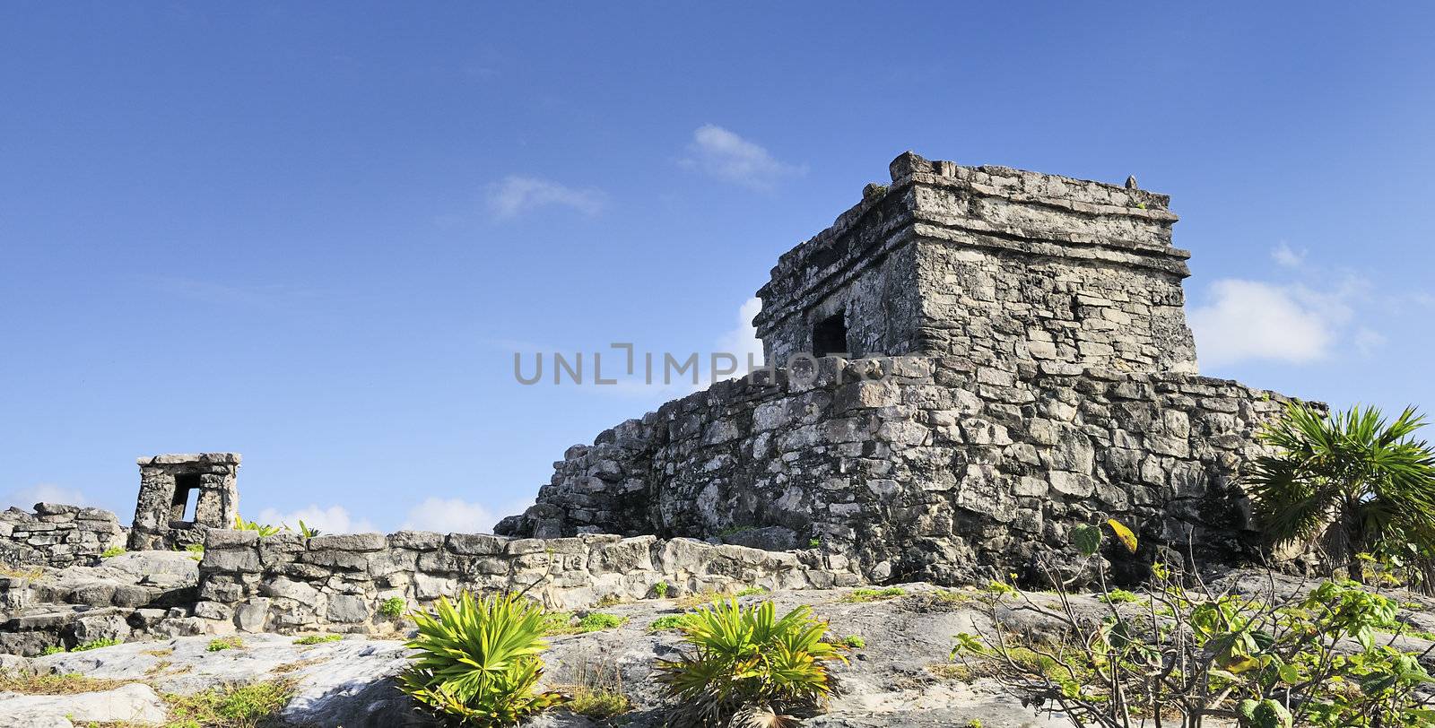 Famous archaeological ruins of Tulum in Mexico in summer 