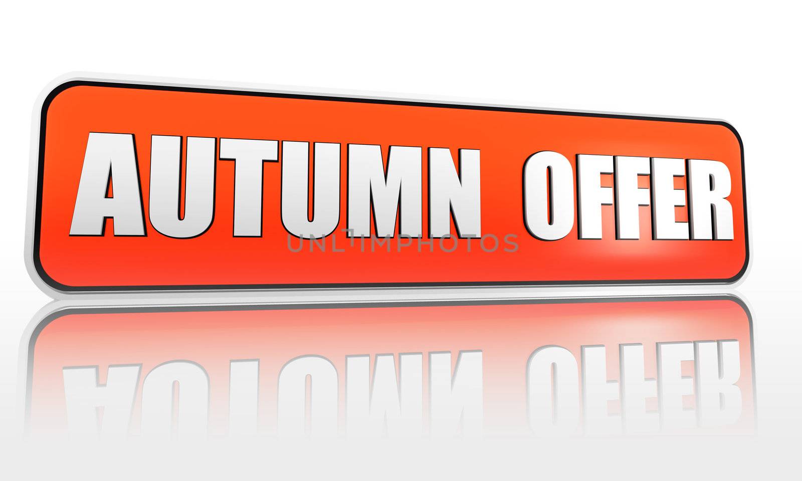 autumn offer 3d orange banner with white text
