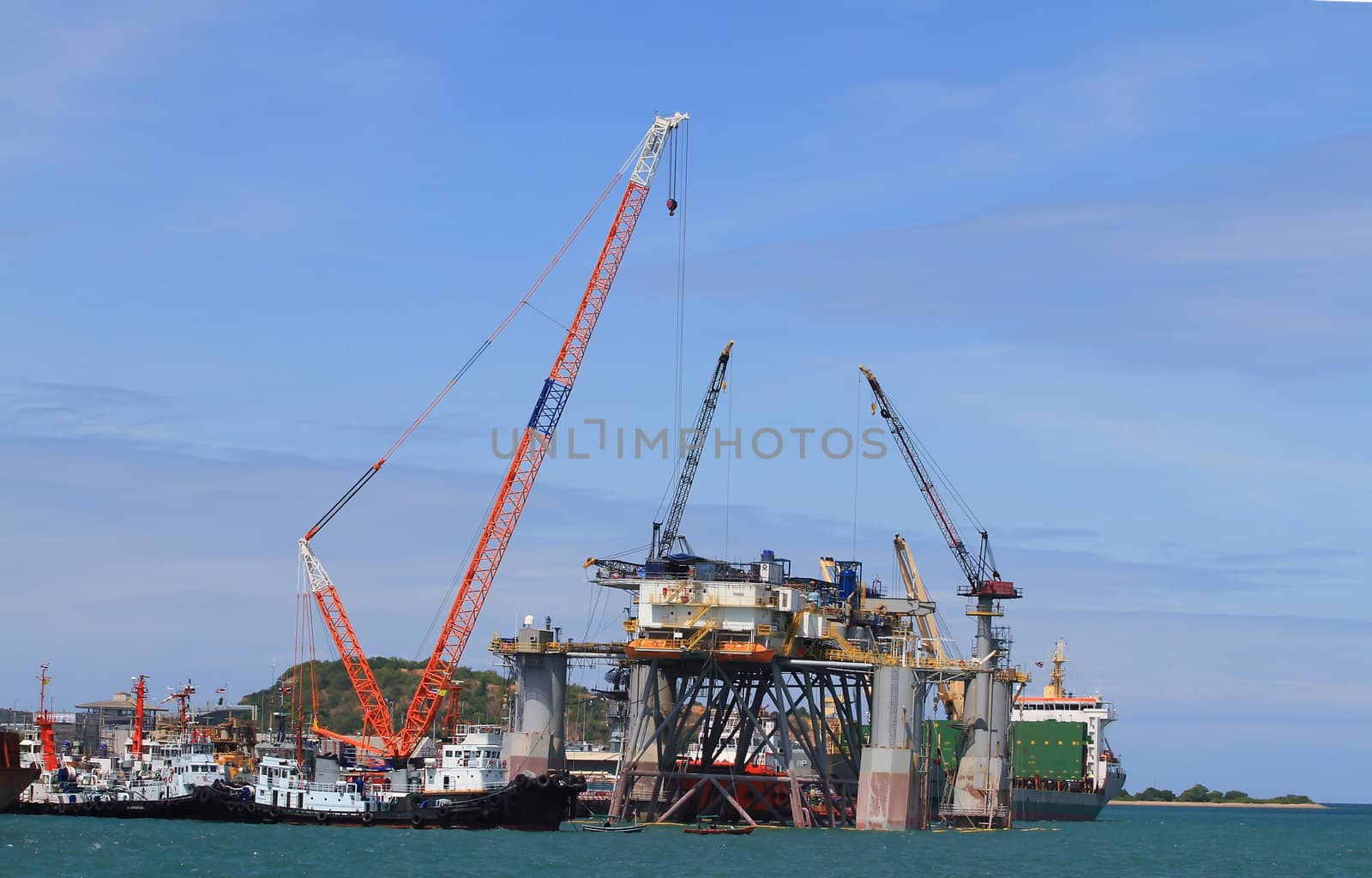 ship for repairs in large floating dry dock