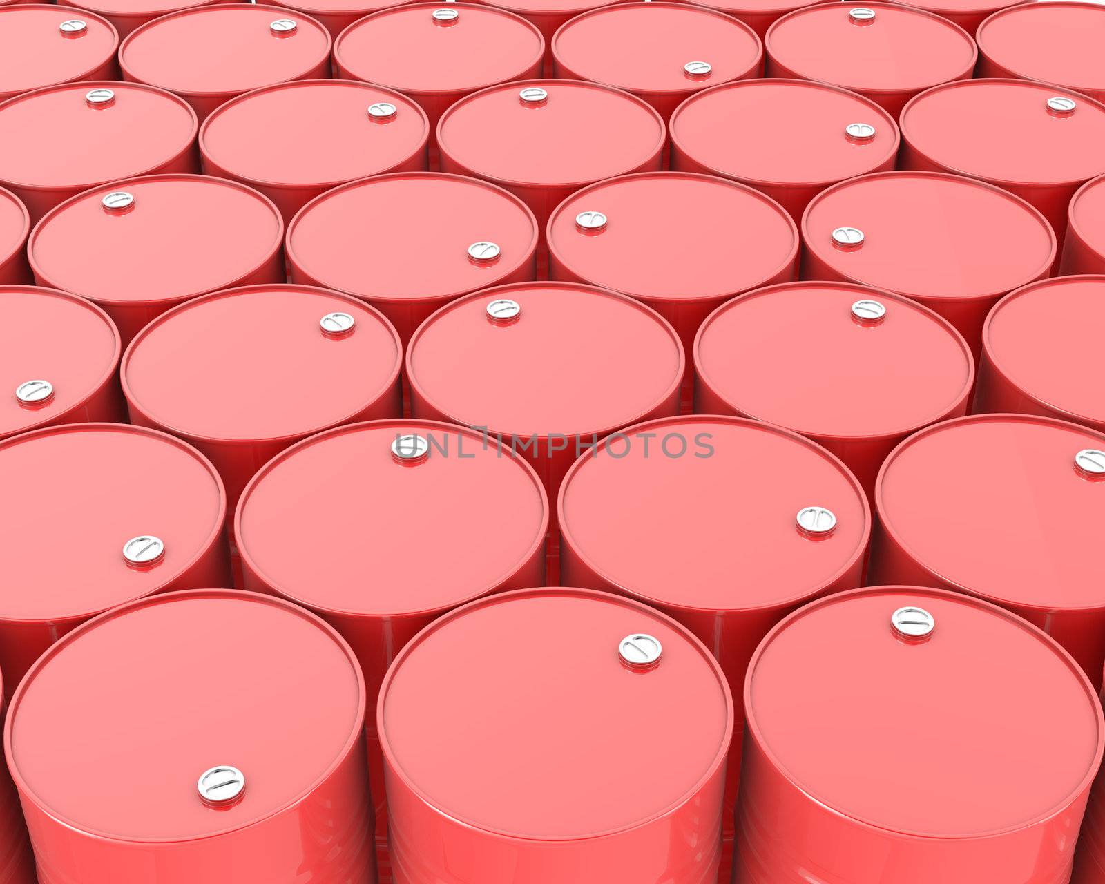 Large group of red barrels