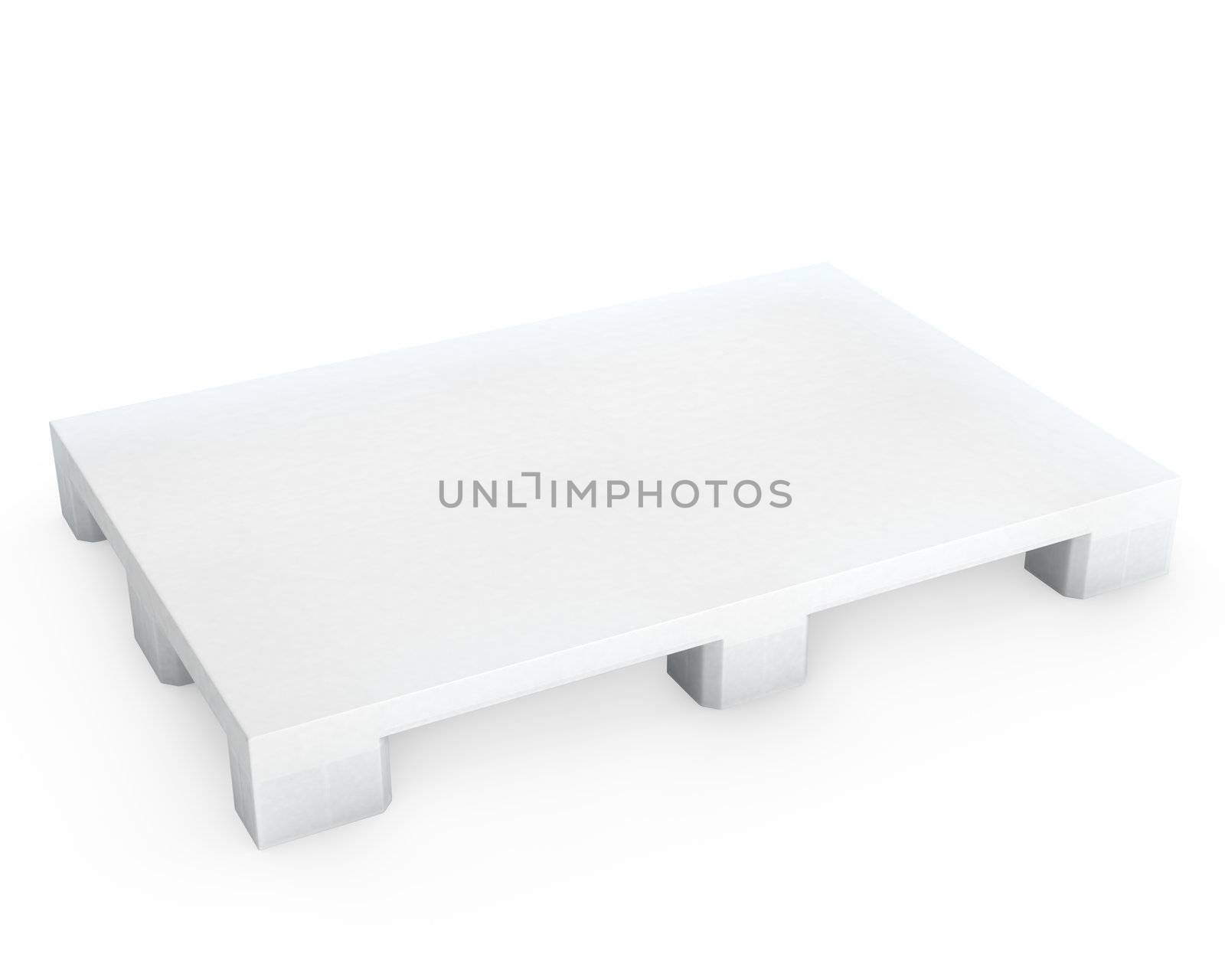 White plastic pallet, isolated on white background