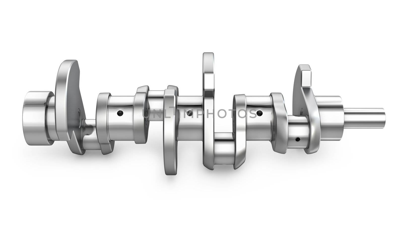 Shiny meta crankshaft, isolated on white background