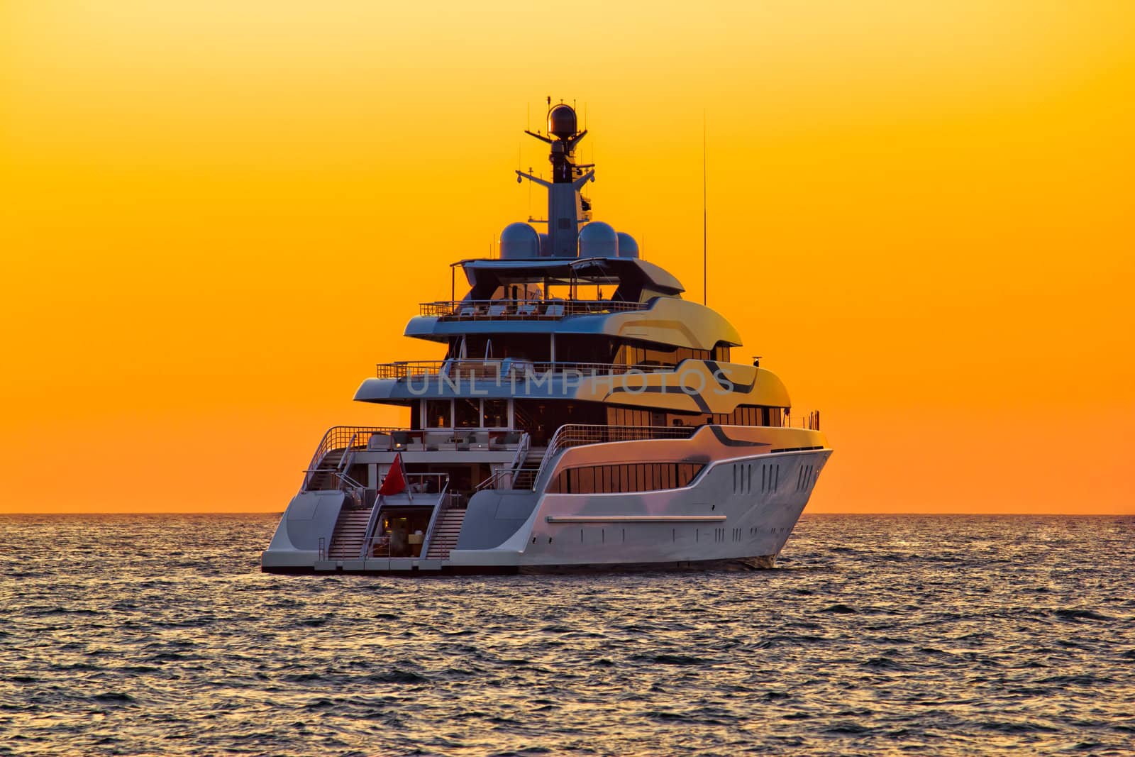 Luxury yacht on open sea at sunset by xbrchx