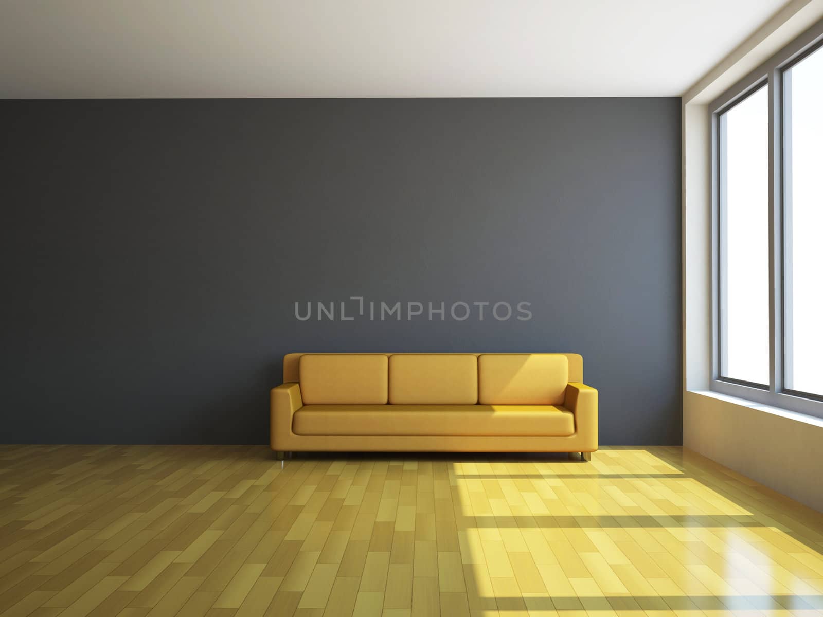 The sofa and the lamp near a wall