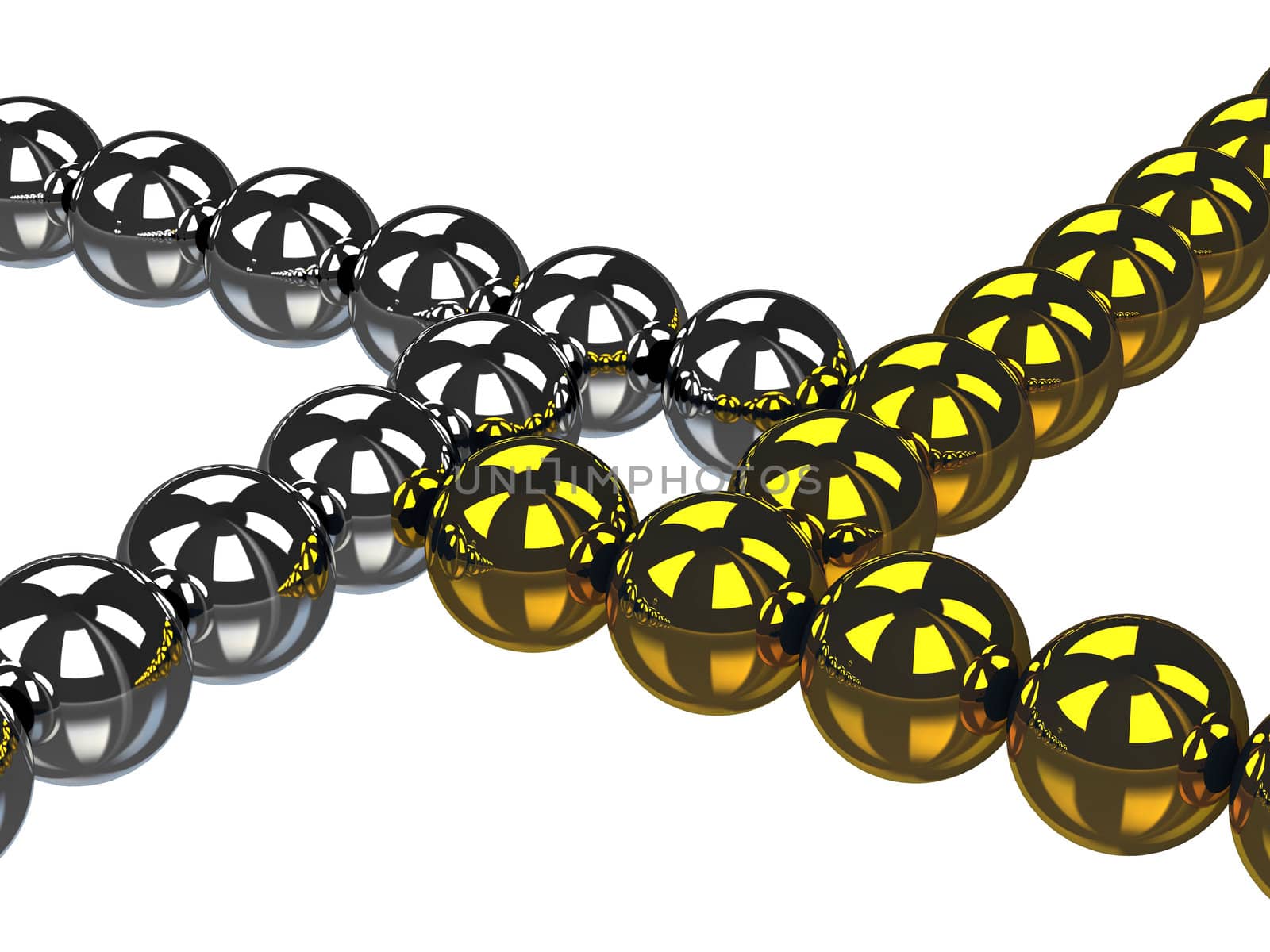 Many metal balls on a white background