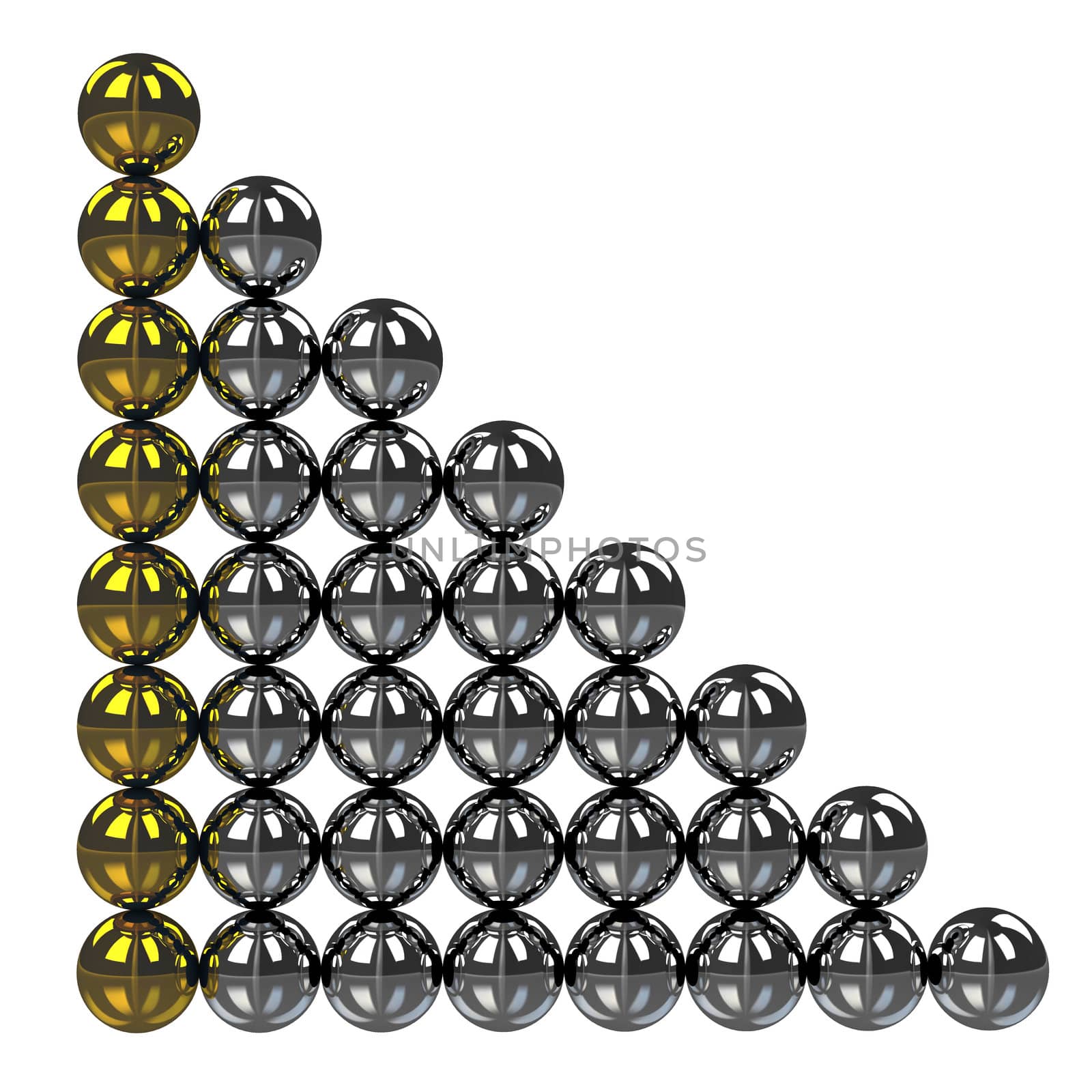 The big graph of shiny metal balls