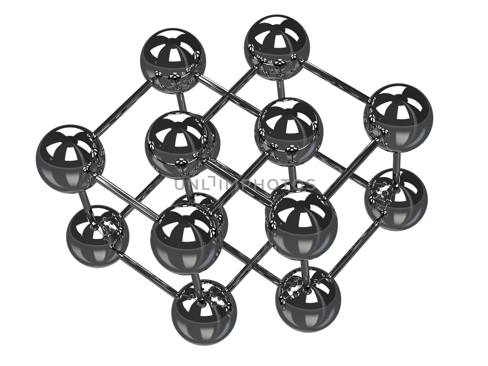 The metal balls on a white background