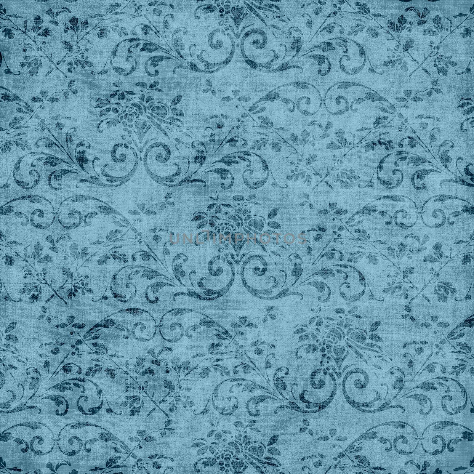 Vintage Blue Floral Tapestry Pattern by SongPixels