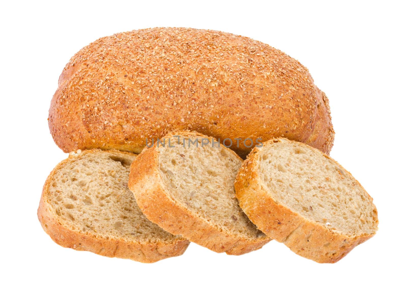 close-up small loafs of bread, isolated on white