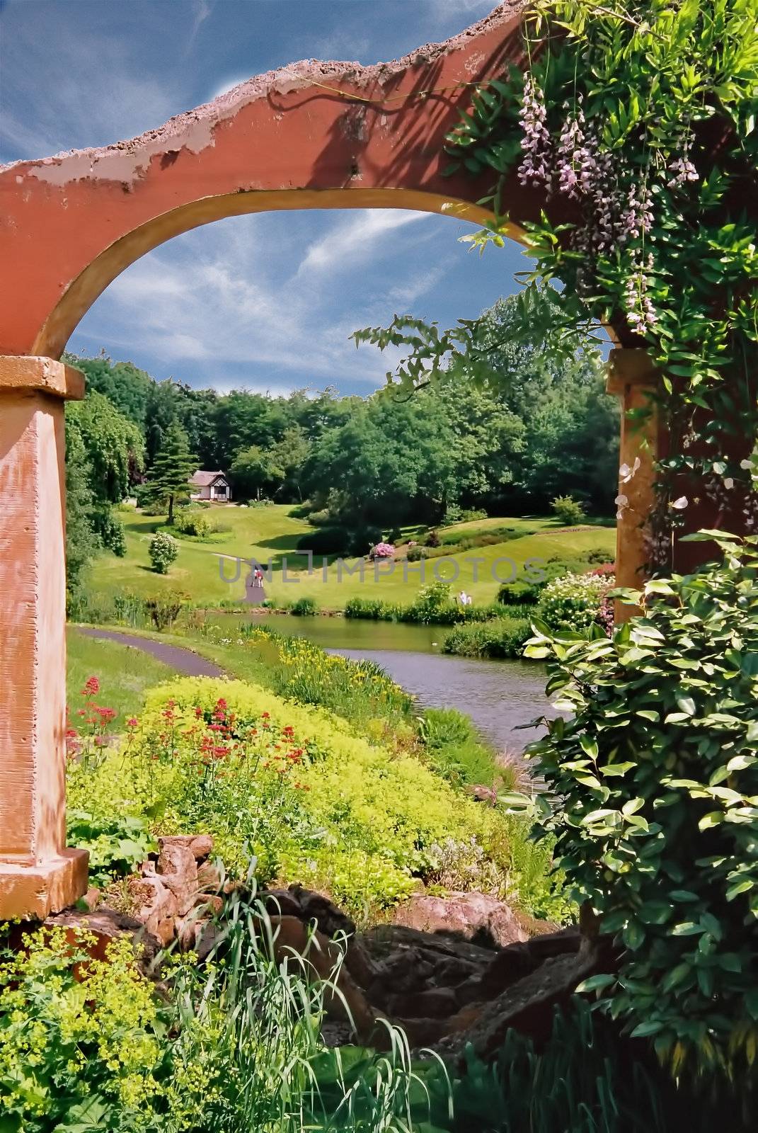 A beautiful garden with many follies and other features in Staffordshire, England