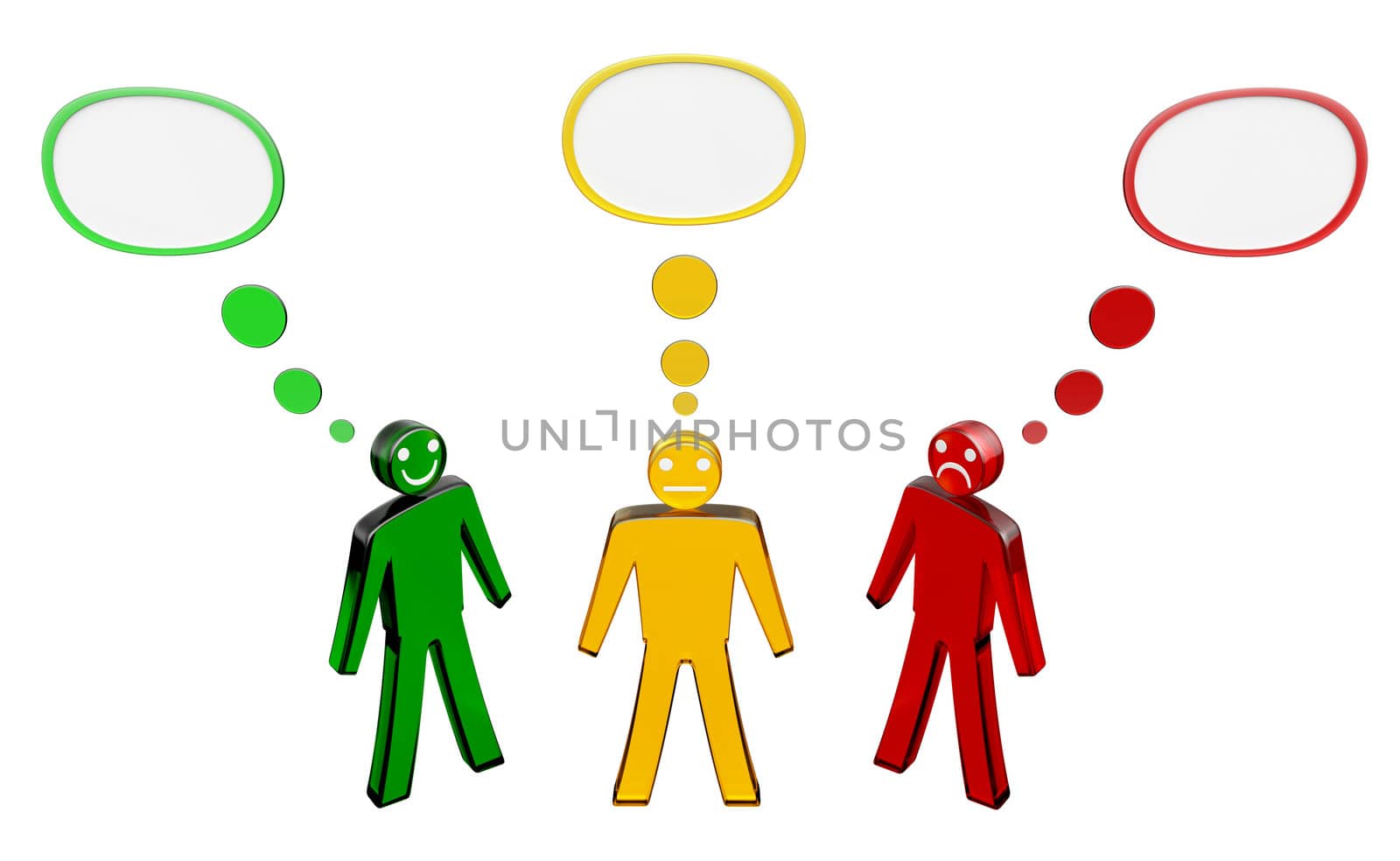 three persons have different points of view