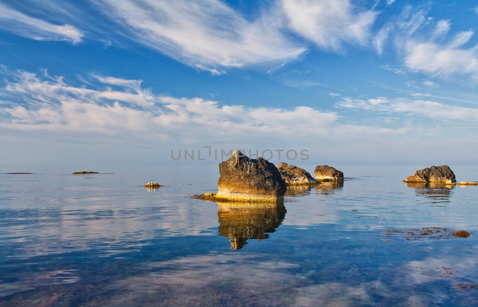 sea landscape with reflecting sky