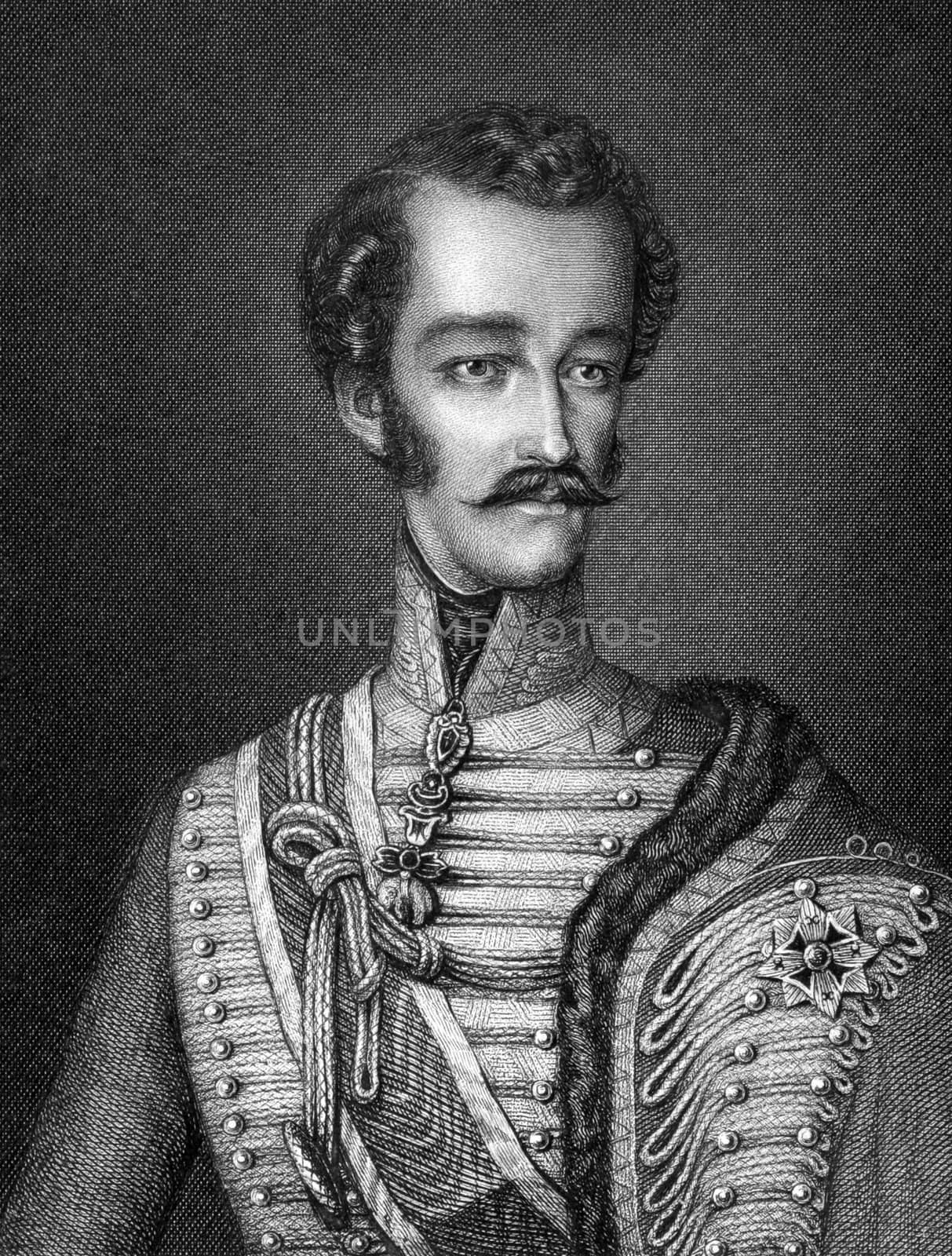 Archduke Stephen, Palatine of Hungary (1817-1867) on engraving from 1859. Member of the House of Habsburg-Lorraine. Engraved by R.Barfus and published in Meyers Konversations-Lexikon, Germany,1859.