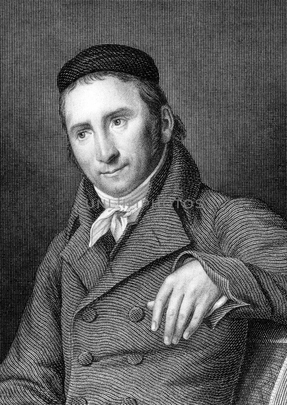 Johann Heinrich Bernhard Draseke (1774-1849) on engraving from 1859. German Protestant theologian, General Superintendent and Bishop. Engraved by Nordheim and published in Meyers Konversations-Lexikon, Germany,1859.
