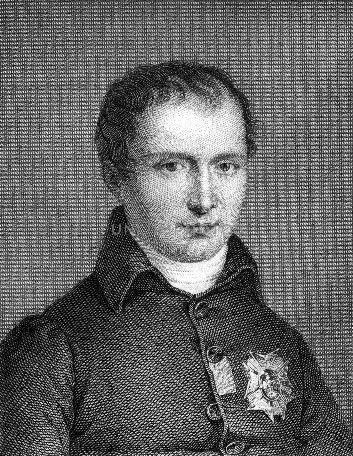 Joseph Bonaparte (1768-1844) on engraving from 1859. Elder brother of Napoleon Bonaparte. Engraved by unknown artist and published in Meyers Konversations-Lexikon, Germany,1859.