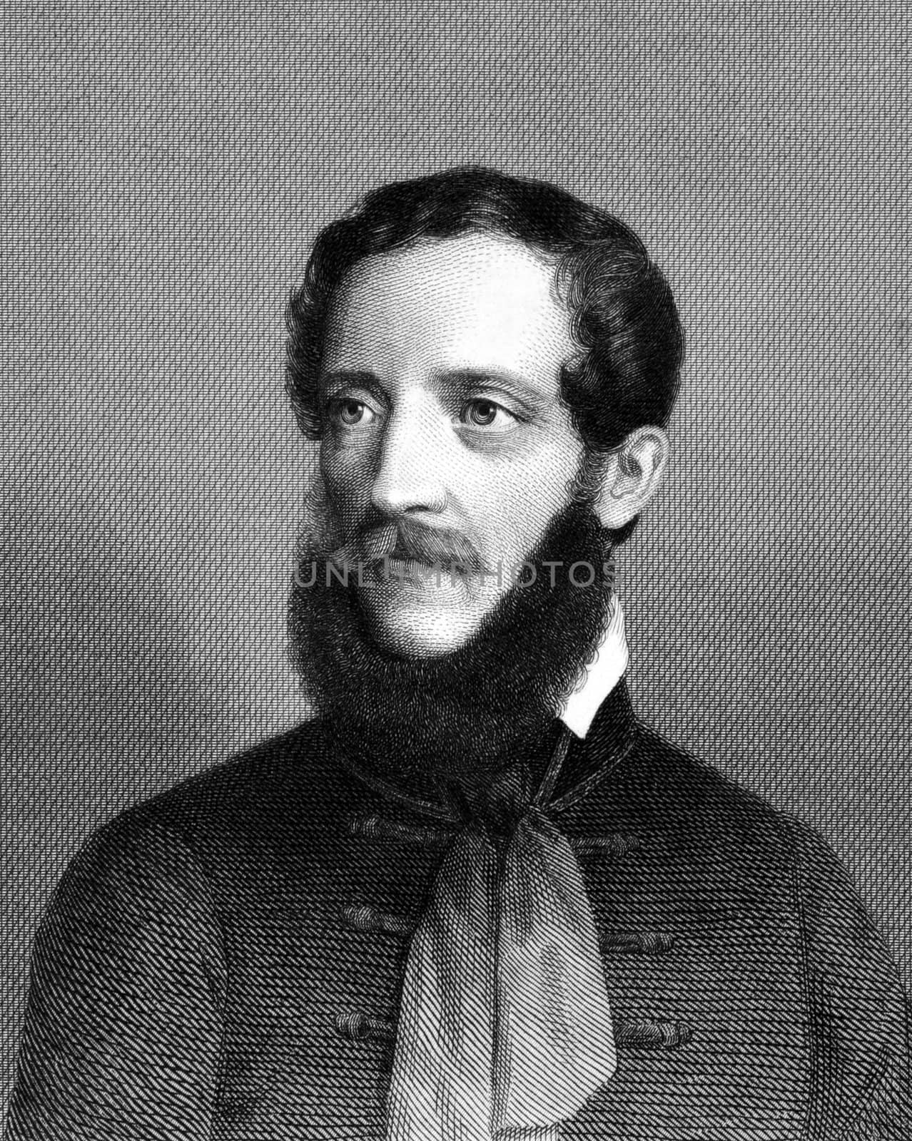 Lajos Kossuth (1802-1894) on engraving from 1859.  Hungarian lawyer, journalist, politician and Regent-President of Hungary in 1849. Engraved by unknown artist and published in Meyers Konversations-Lexikon, Germany,1859.