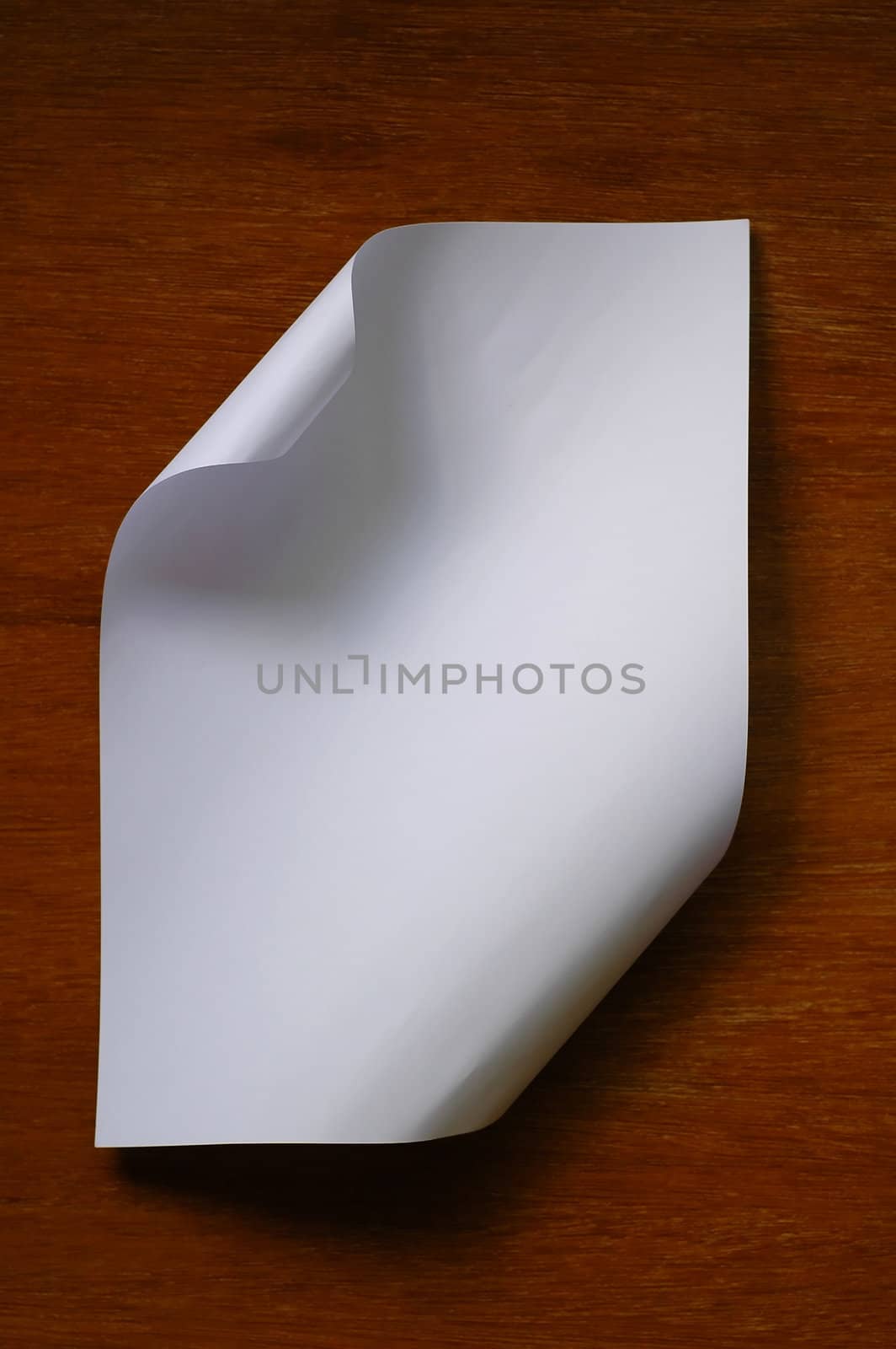 white paper on wood background