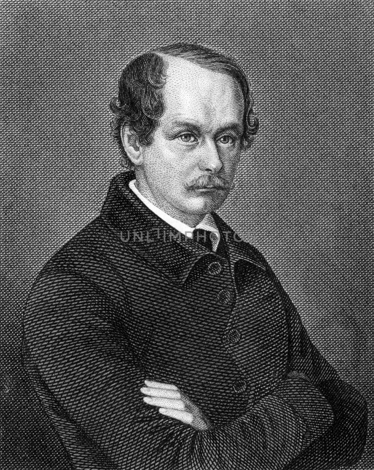Matthias Jakob Schleiden (1804-1881) on engraving from 1859. German botanist and co-founder of the cell theory. Engraved by unknown artist and published in Meyers Konversations-Lexikon, Germany,1859.