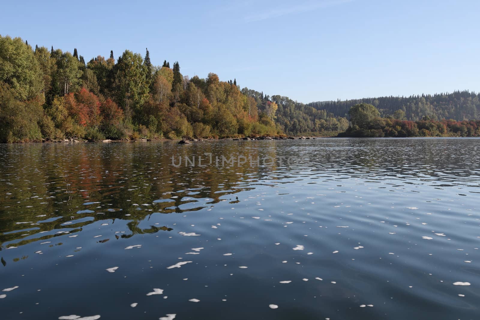 Tom River in western Siberia in autumn