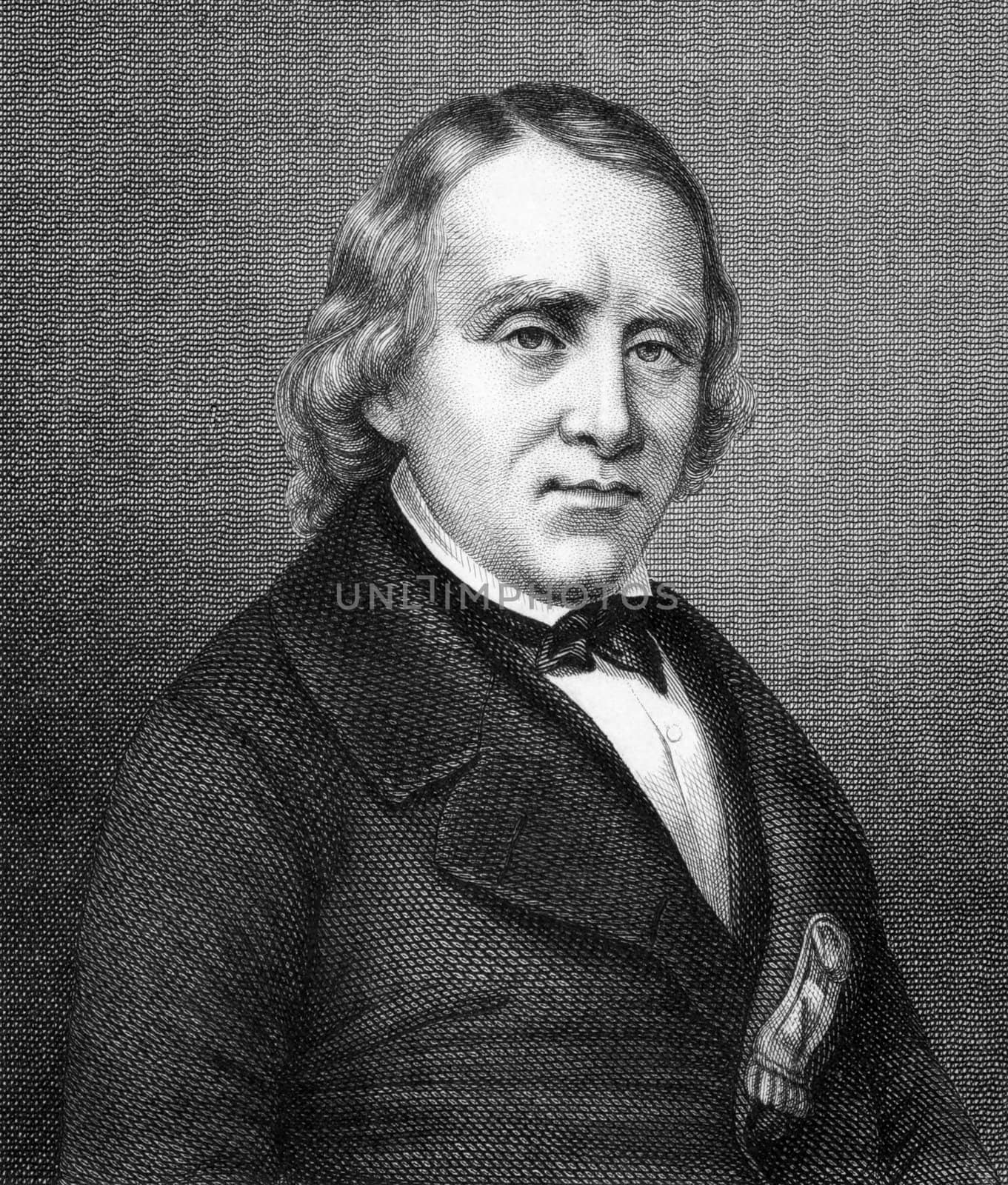 Francois Vincent Raspail (1794-1878) on engraving from 1859. French chemist, naturalist, physiologist & socialist politician. Engraved by unknown artist and published in Meyers Konversations-Lexikon, Germany, 1859.