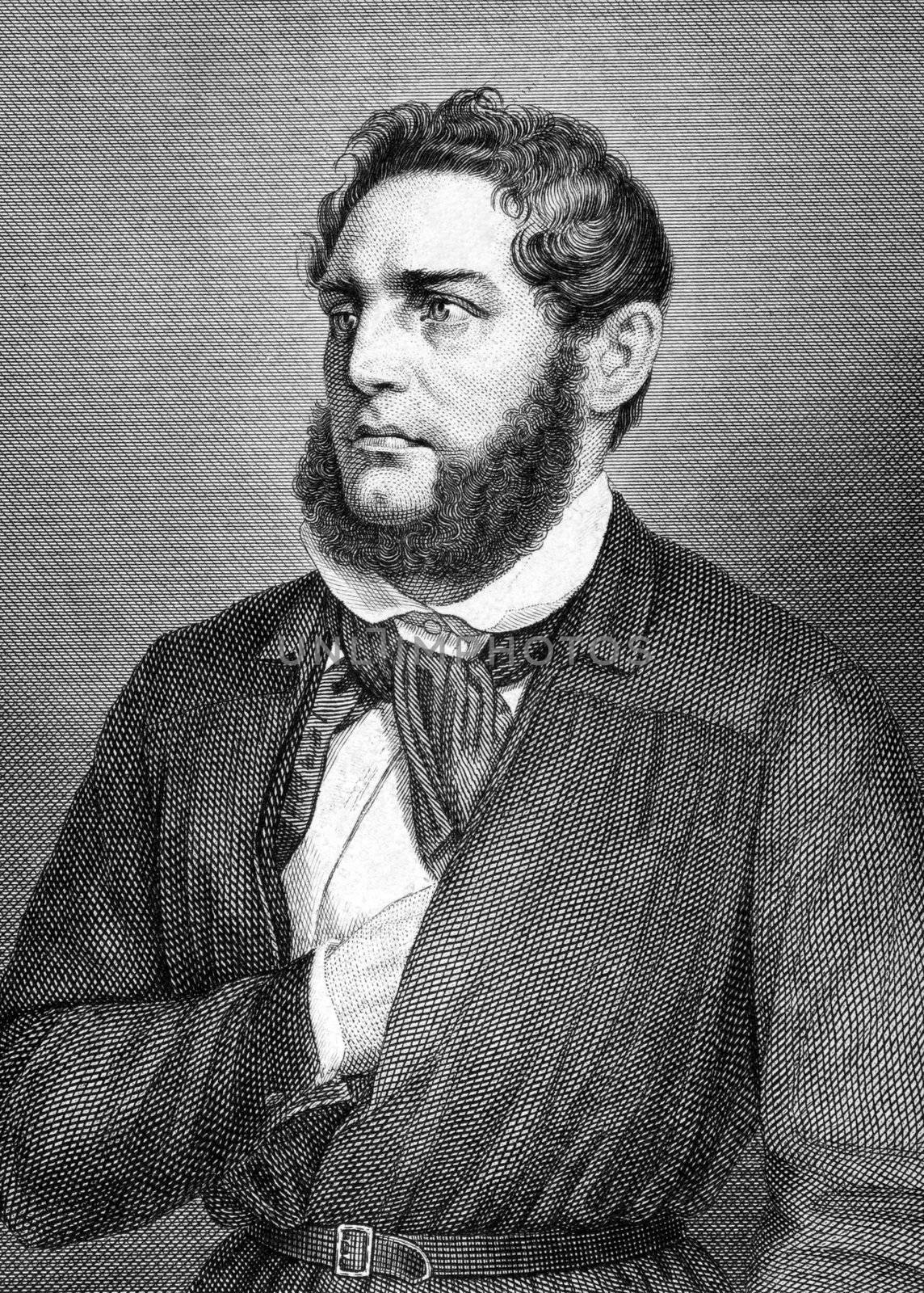 Franz Heinrich Zitz (1803-1877) on engraving from 1859. German attorney. Engraved by unknown artist and published in Meyers Konversations-Lexikon, Germany,1859.