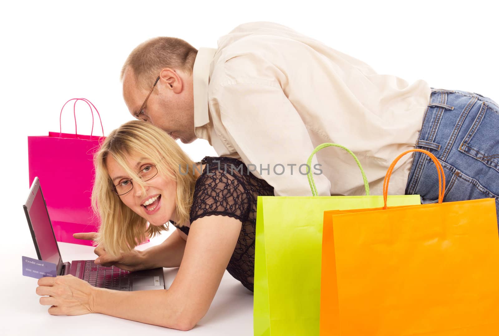 Attractive woman shopping over the internet by gwolters