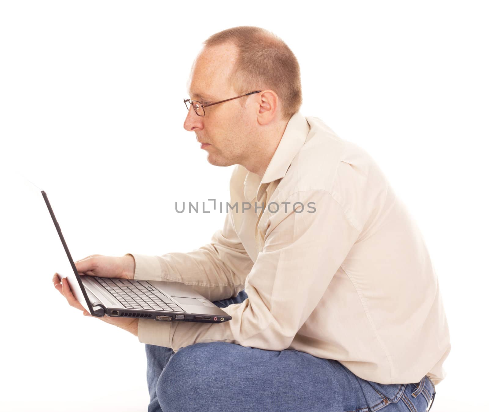 Man working over the internet at home