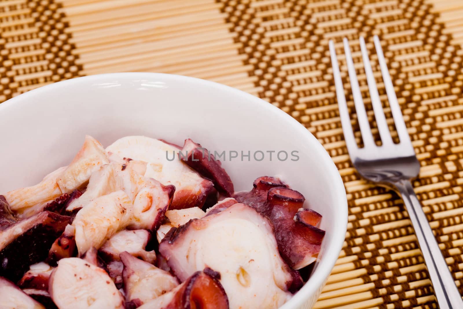 Octopus boiled in slices