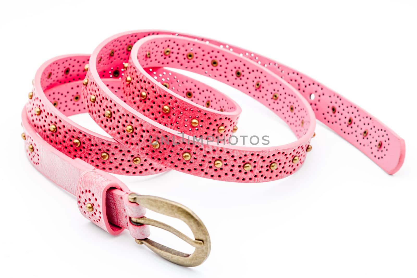 A pink women belts on a white background