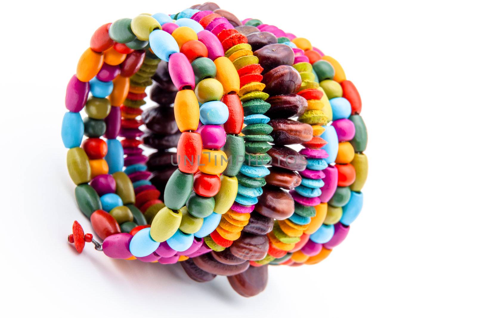 Colorful fashion bracelets on a white background