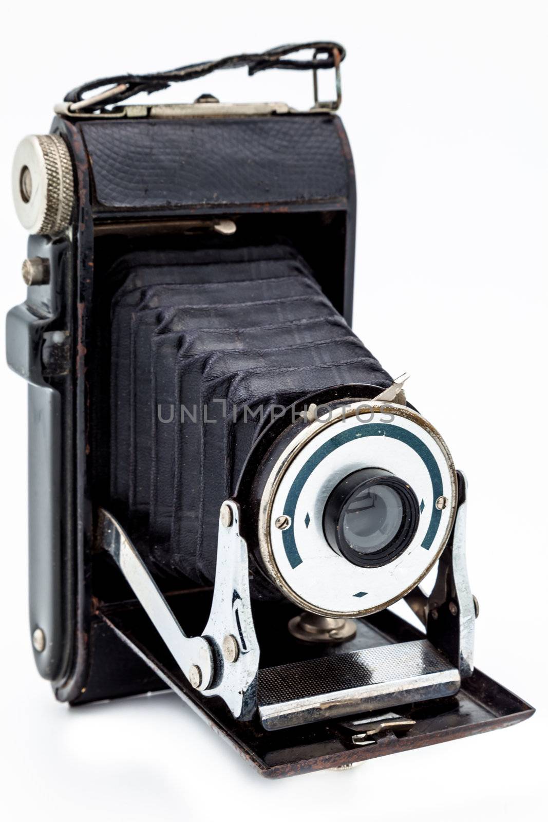 Old camera vintage on a white background