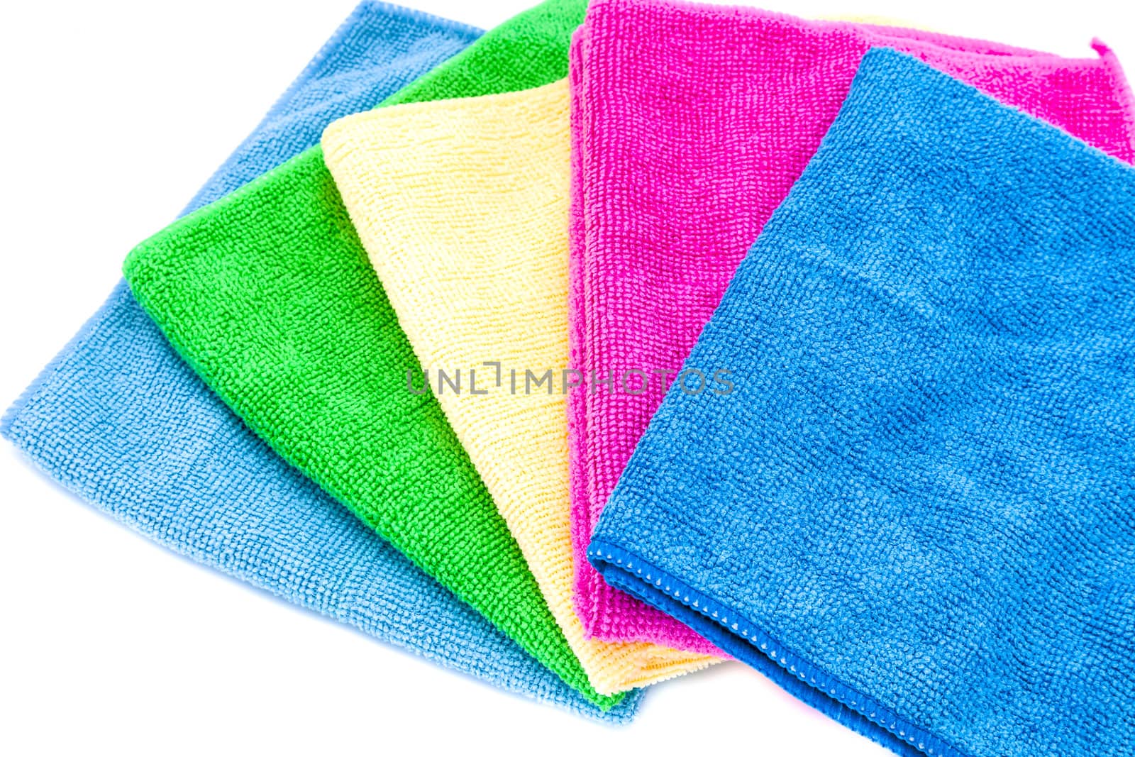 Colorful towels on a white background