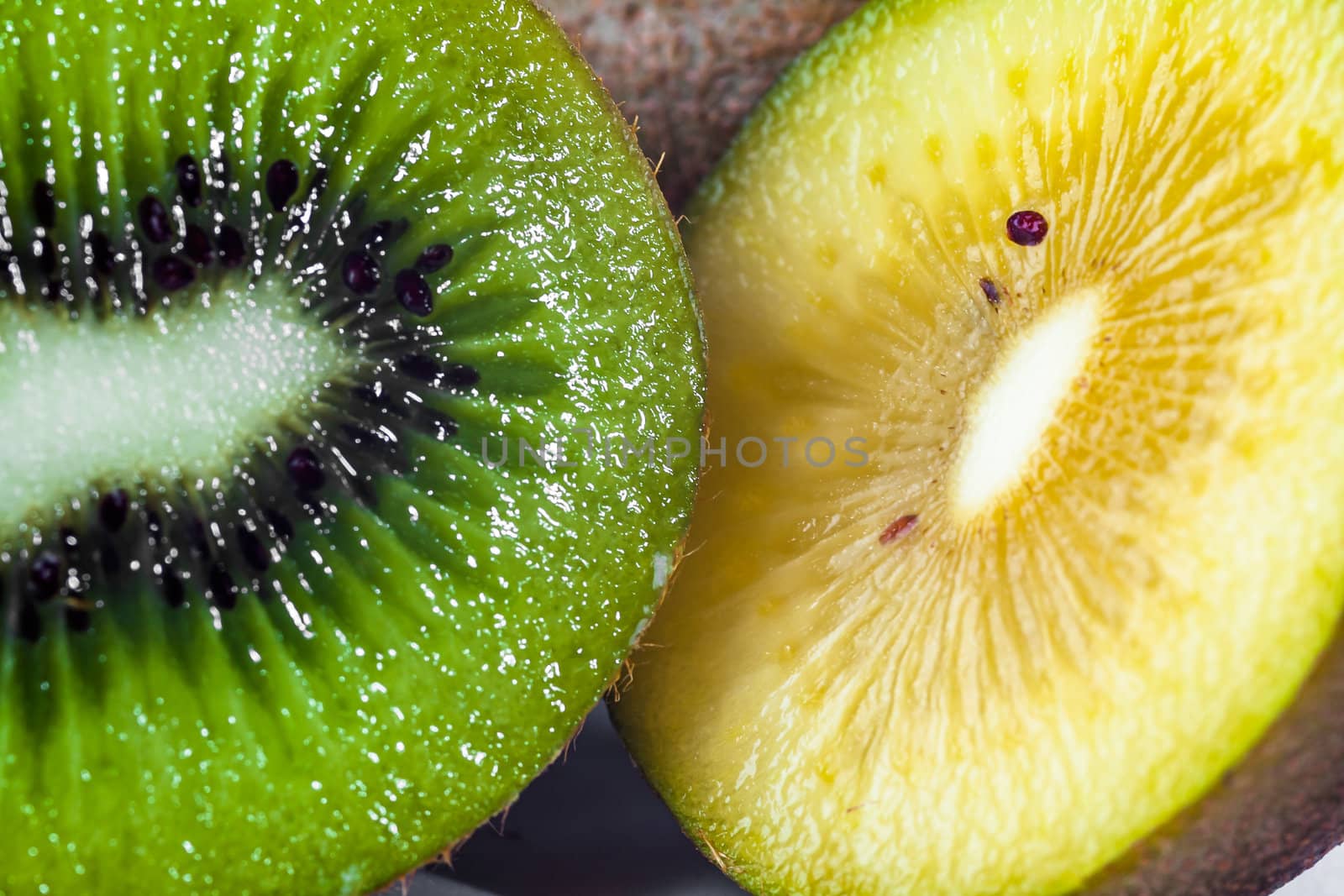 Close up of fresh piece kiwi fruit