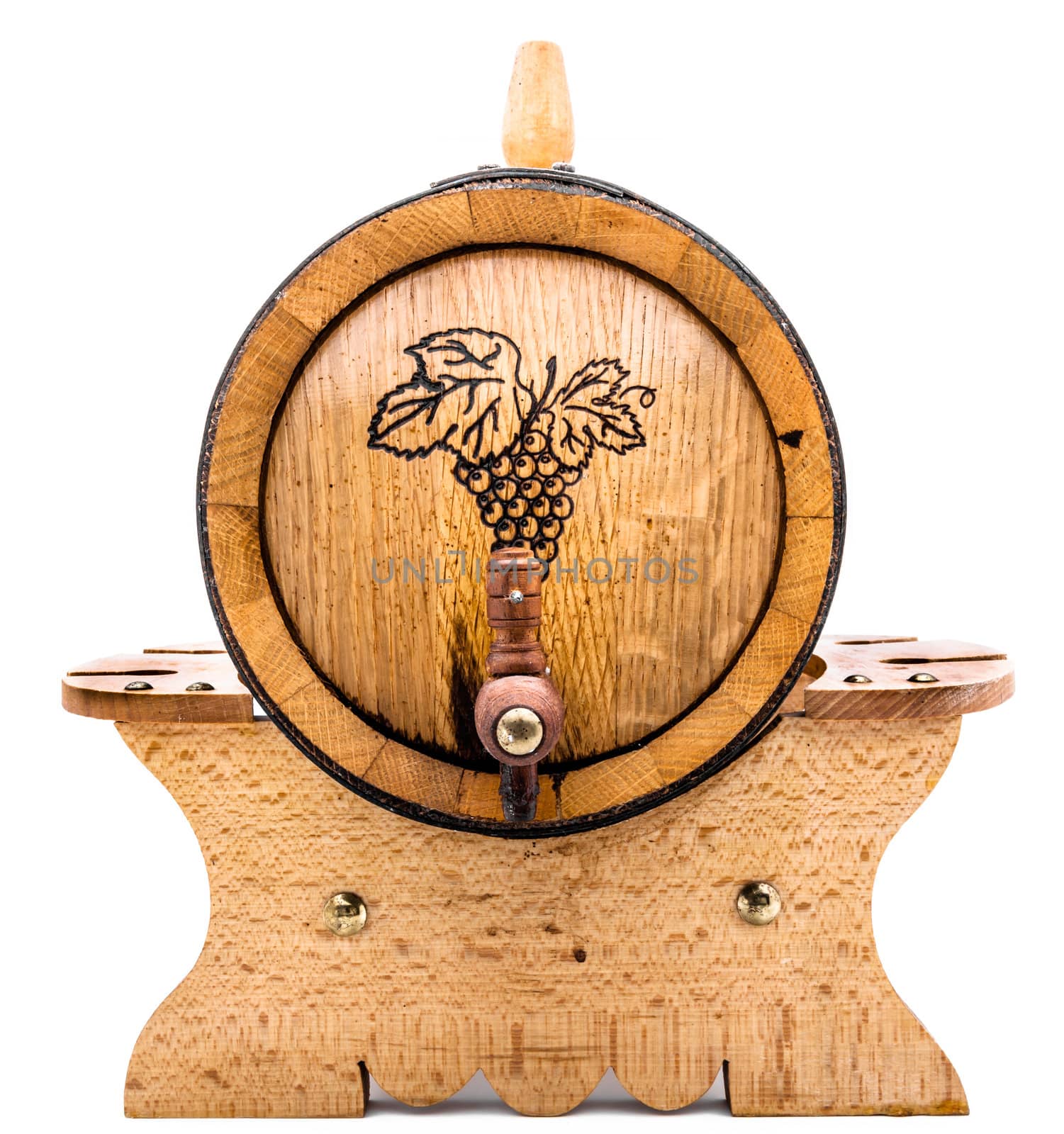 Wood barrel for wine on a white background