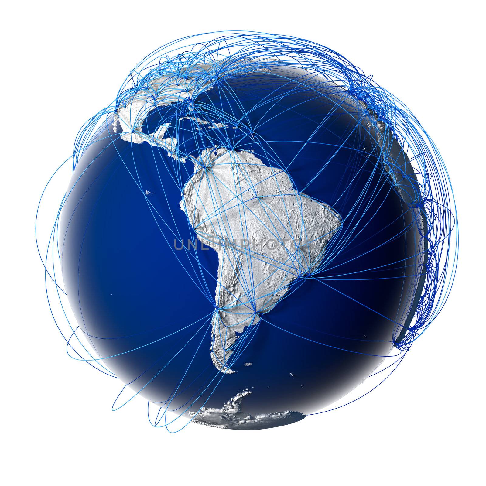 Major global aviation routes on the globe by Antartis