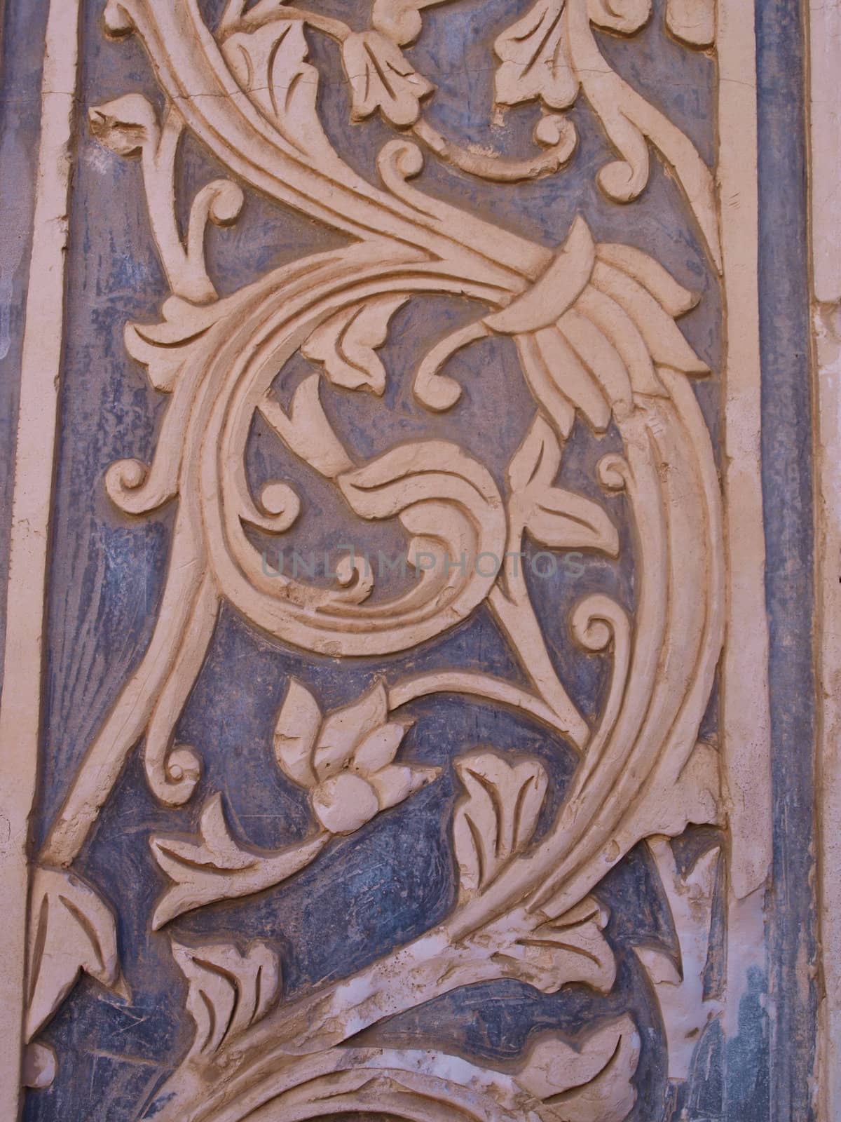 Closeup of floral stucco decoration in the interior wall of hist by gururugu