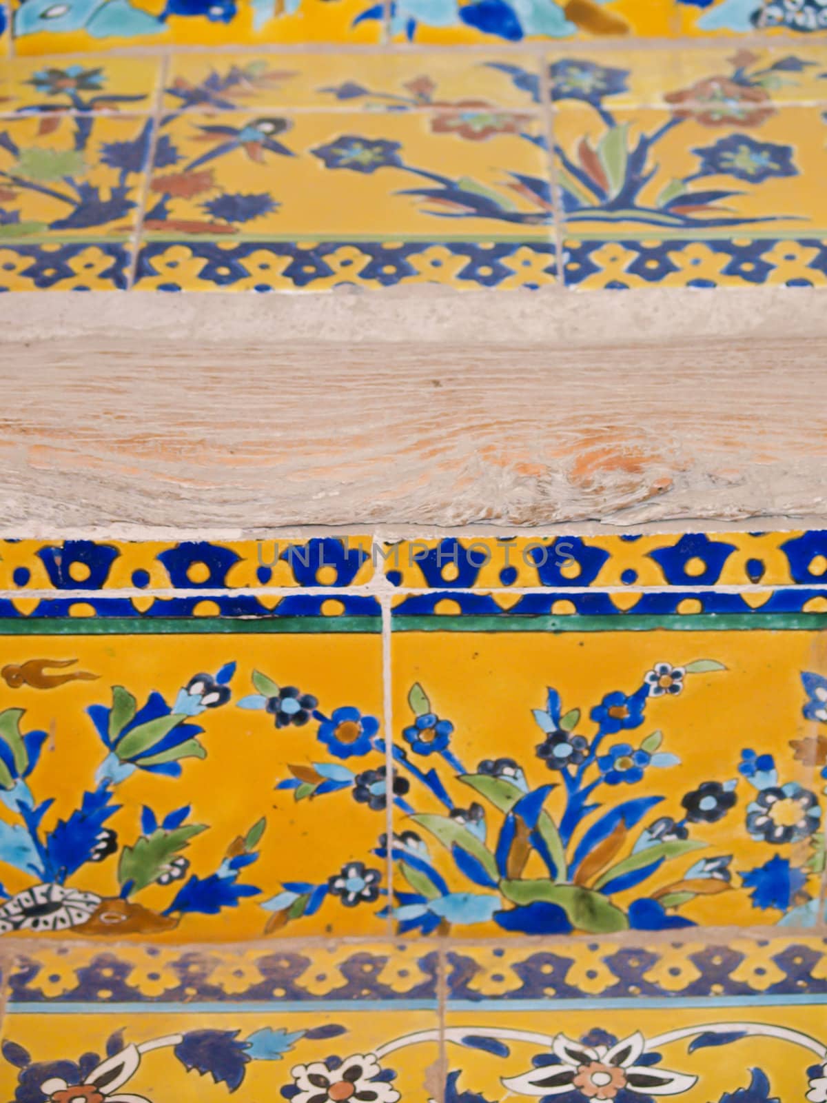 Closeup colorful floor tiles in historical building, Ali Qapu in by gururugu