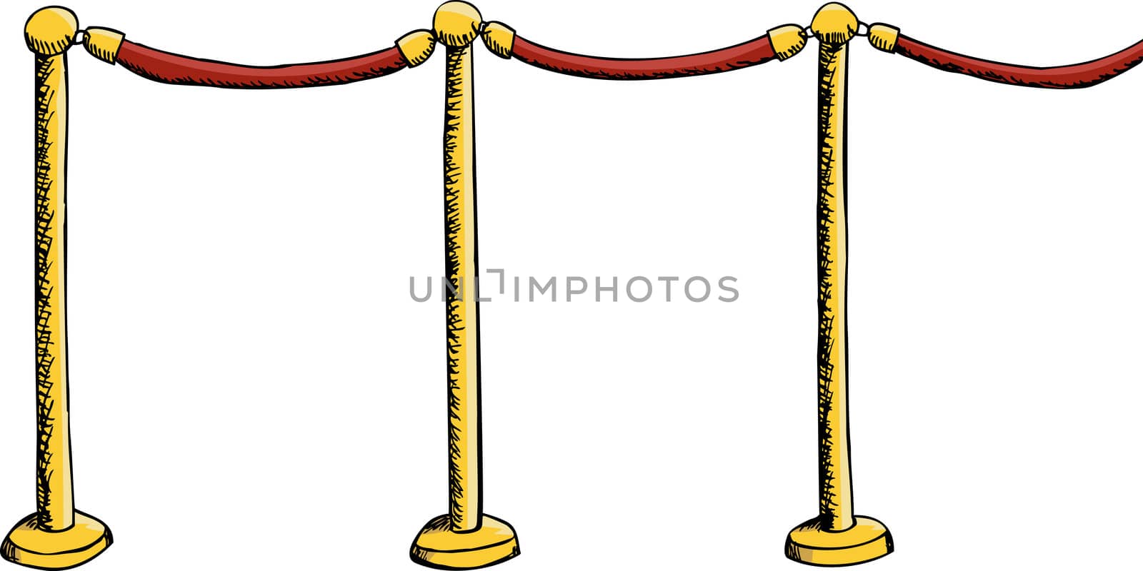 Velvet rope barrier illustration isolated over white
